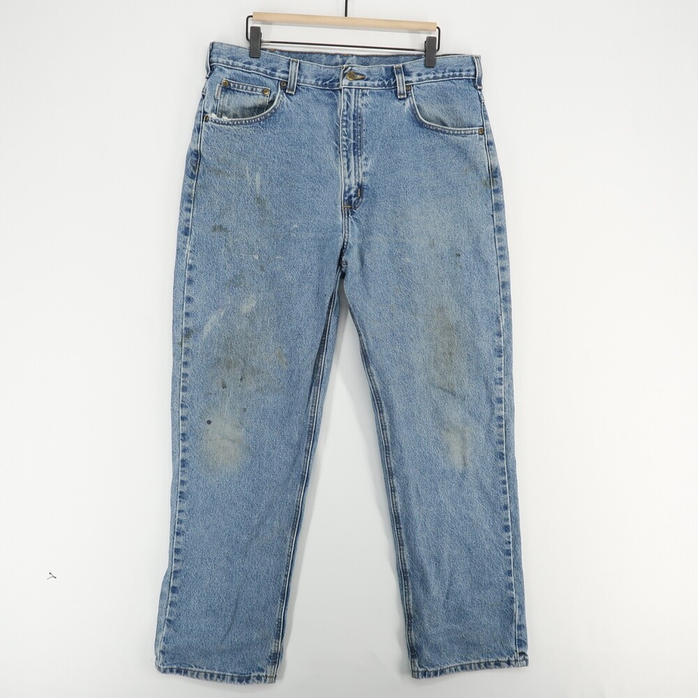 Carhartt Jeans Mens 38X32 Blue 100% Cotton Dirty Workwear Relaxed Fit